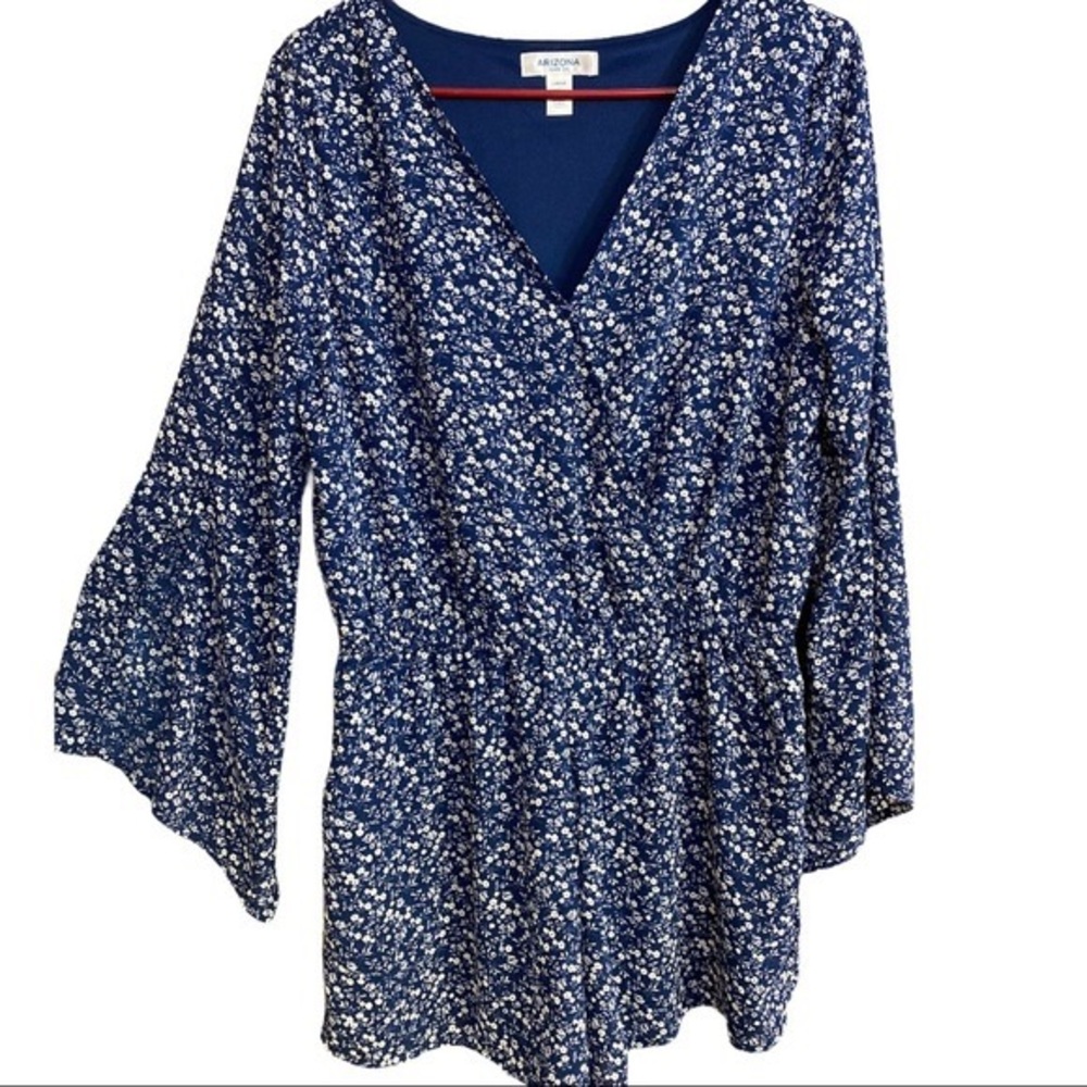 Blue and white flower short romper from Arizona Jean Co.